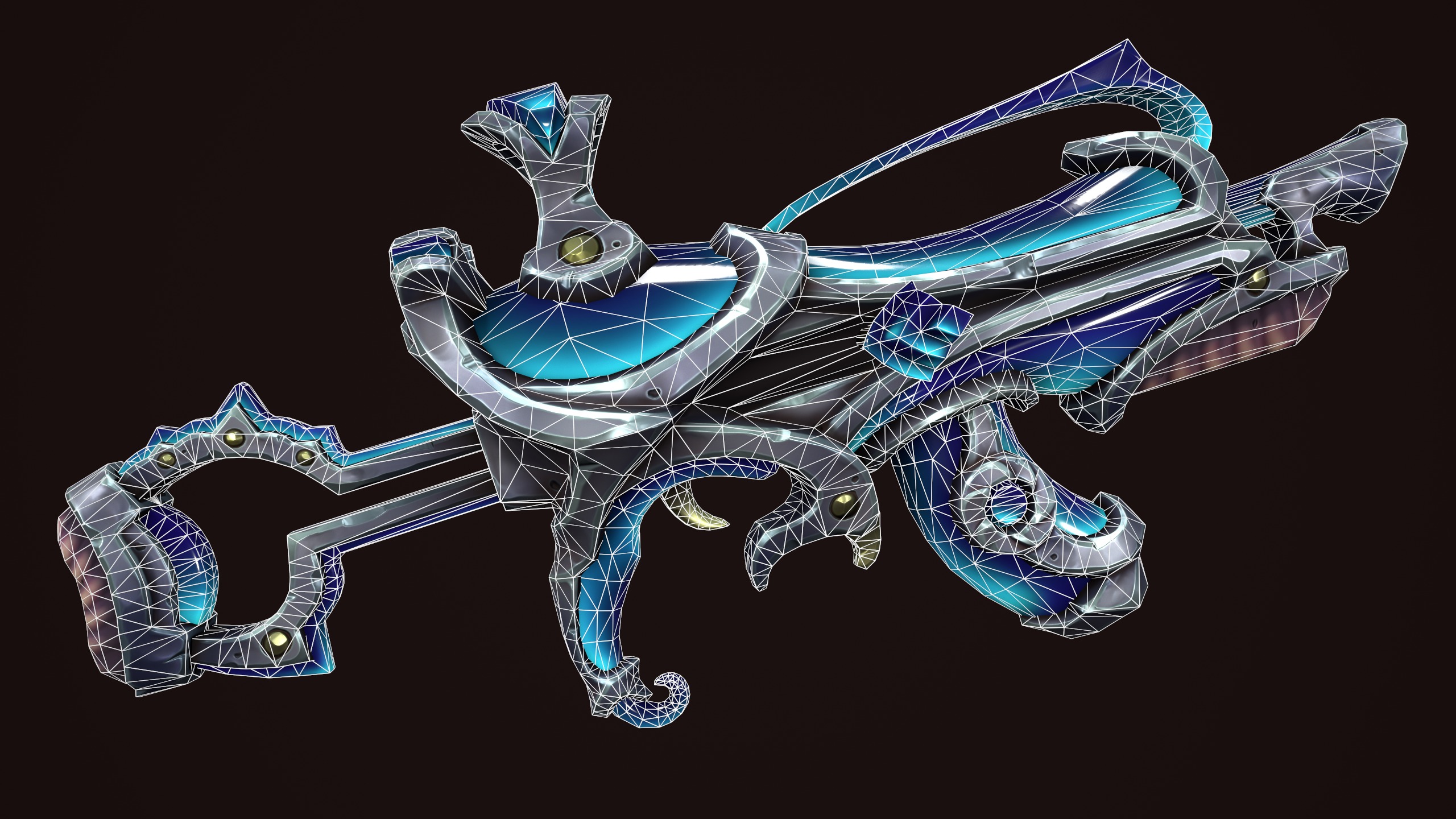 Crystal assault rifle Low-poly 3D model_2