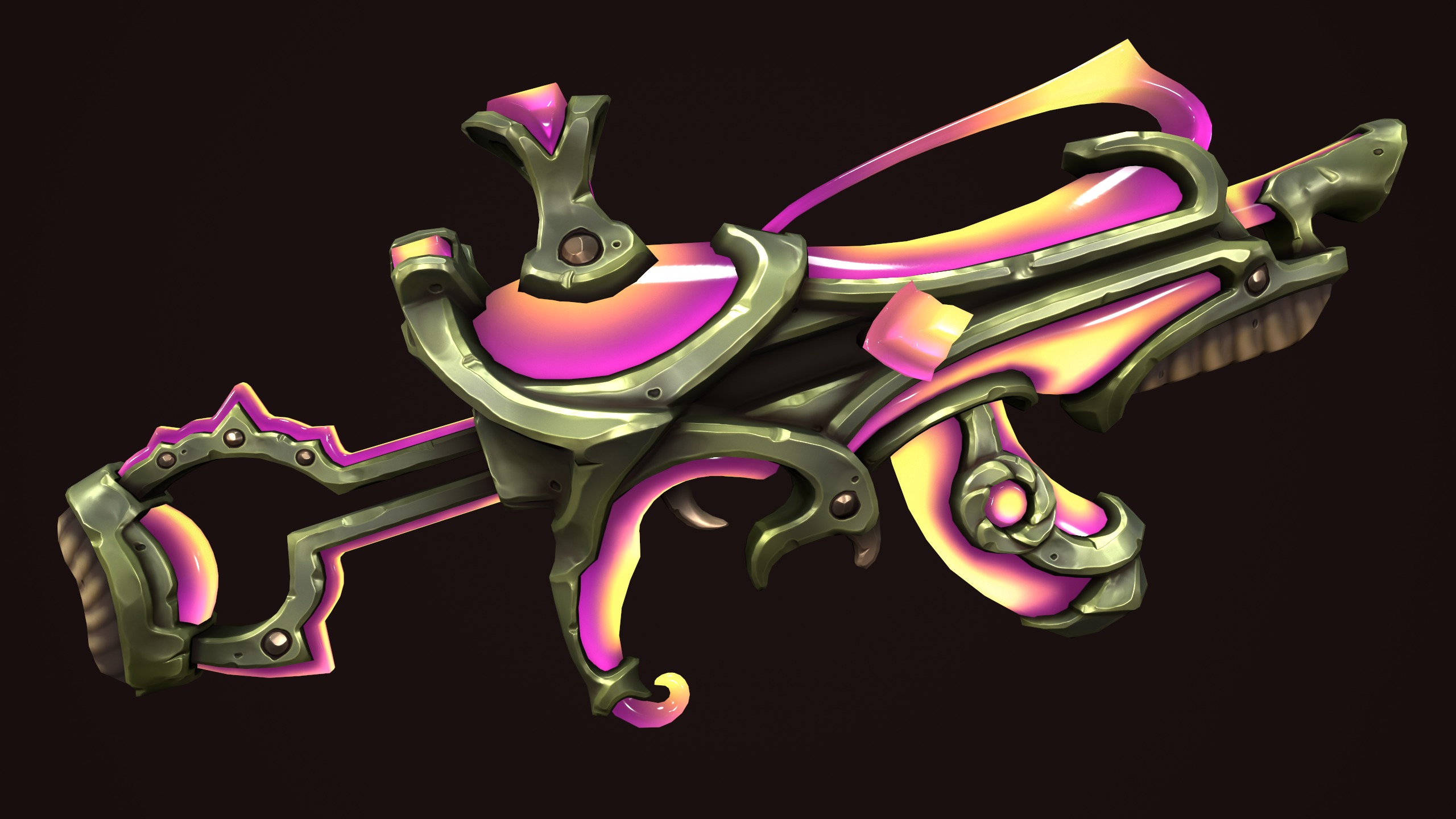 Crystal assault rifle Low-poly 3D model_7