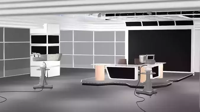 Exclusive News Room With Props 3D Model Full Pack 3D model
