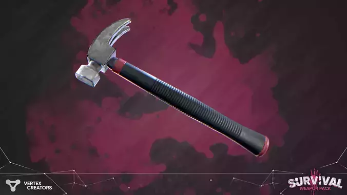 Stilized Survival Hammer Low-poly 3D model