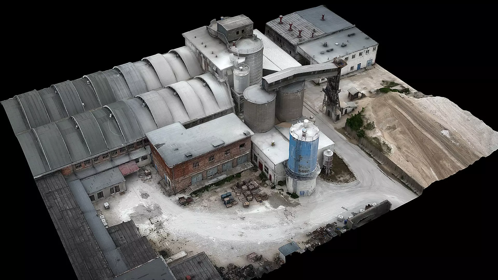 cement plant facility terrain drone scan Low-poly 3D model_0