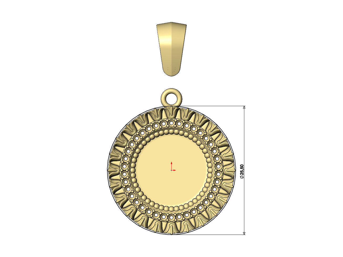 Leaf pattern carving diamond pendant with bail 3D print model_7