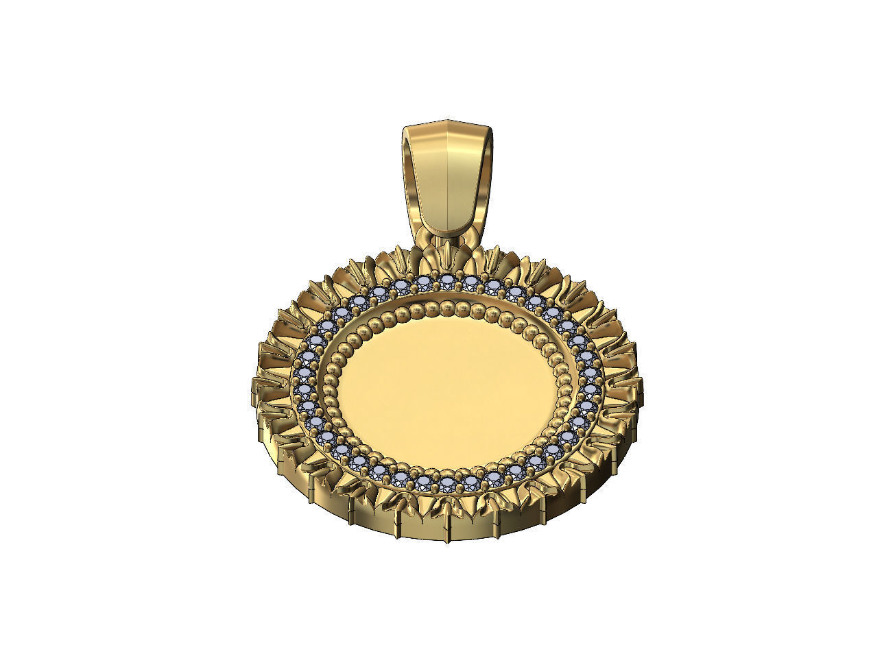 Leaf pattern carving diamond pendant with bail 3D print model_3