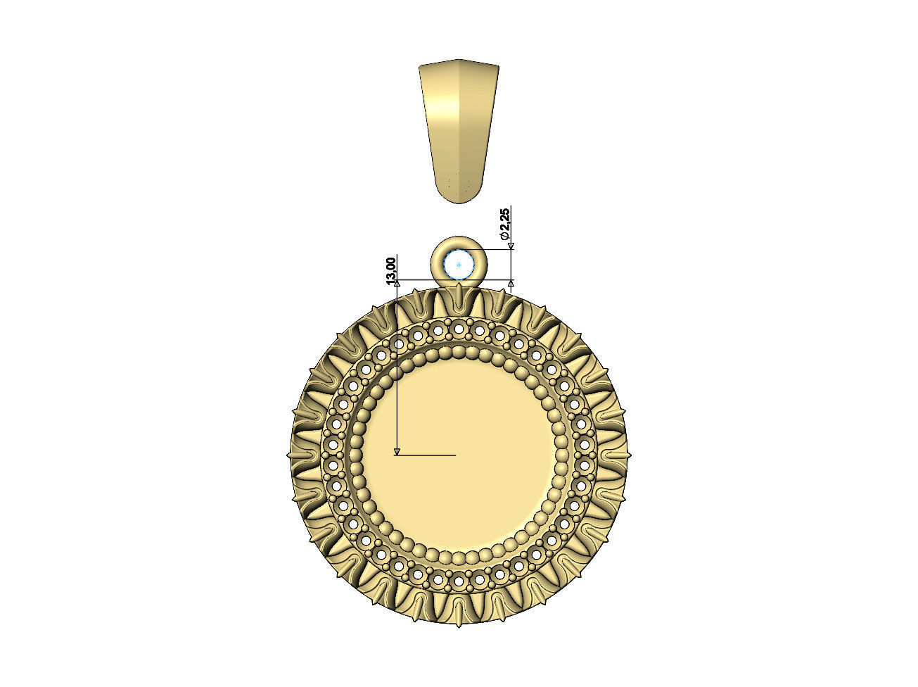 Leaf pattern carving diamond pendant with bail 3D print model_8