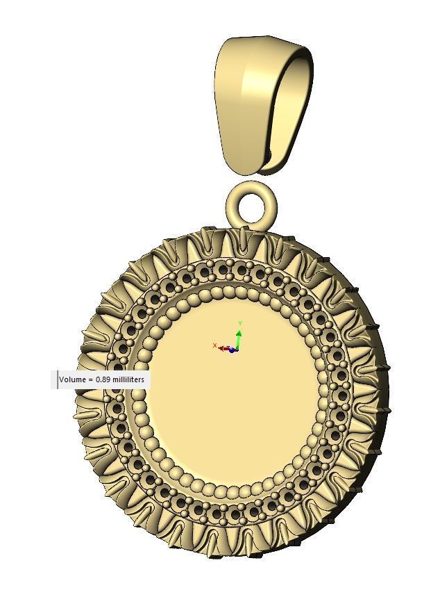 Leaf pattern carving diamond pendant with bail 3D print model_16