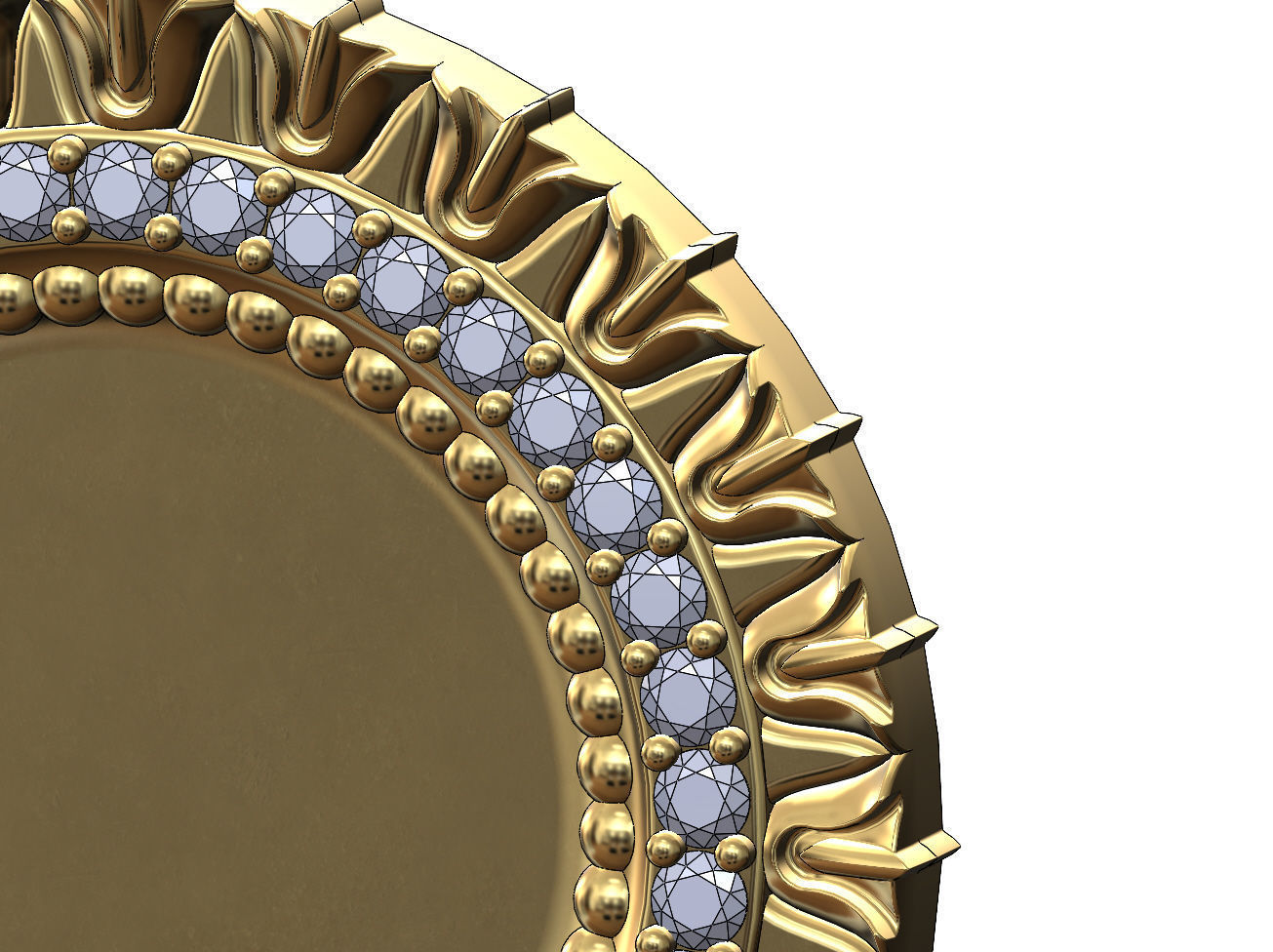 Leaf pattern carving diamond pendant with bail 3D print model_2