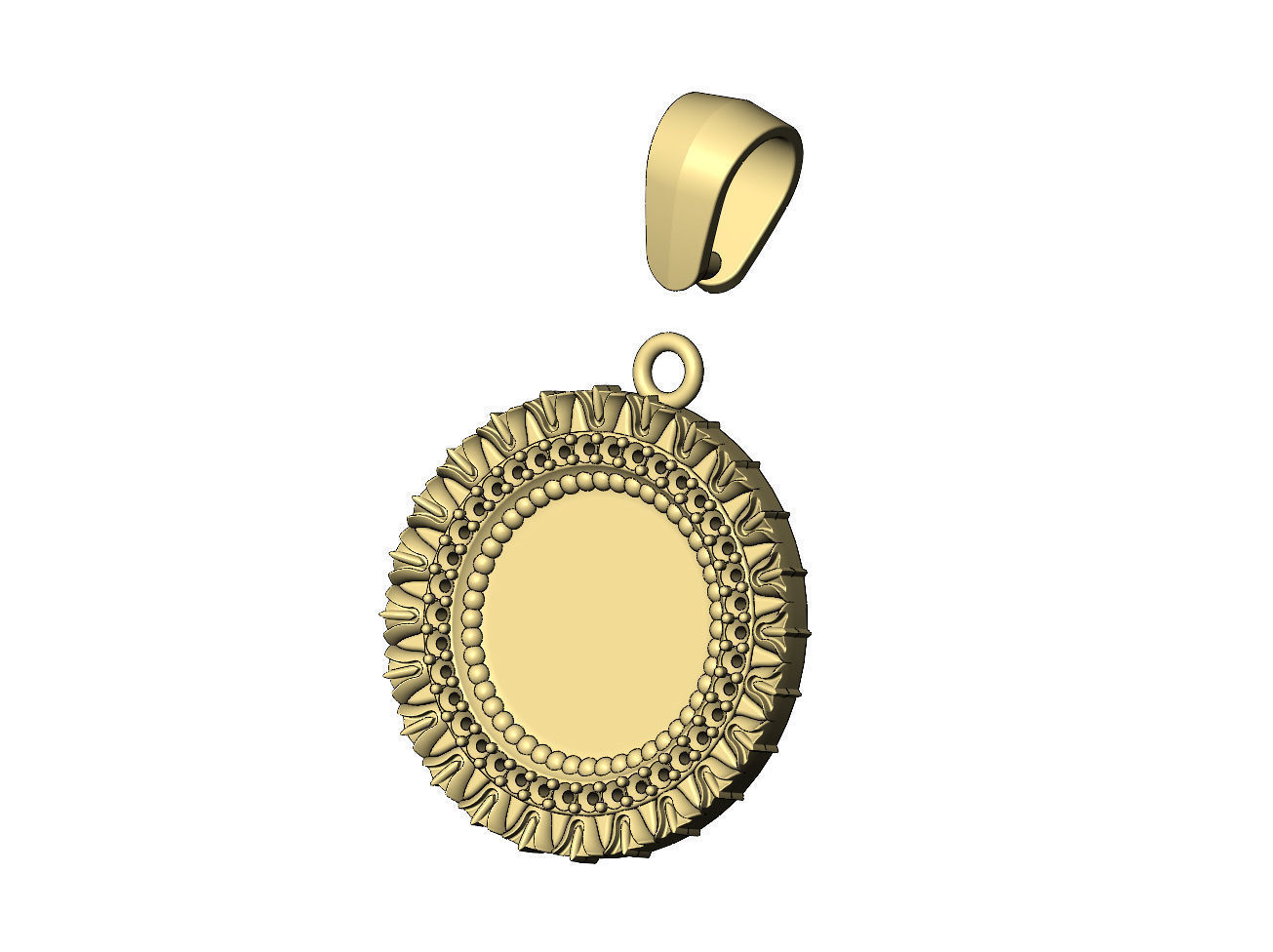 Leaf pattern carving diamond pendant with bail 3D print model_6