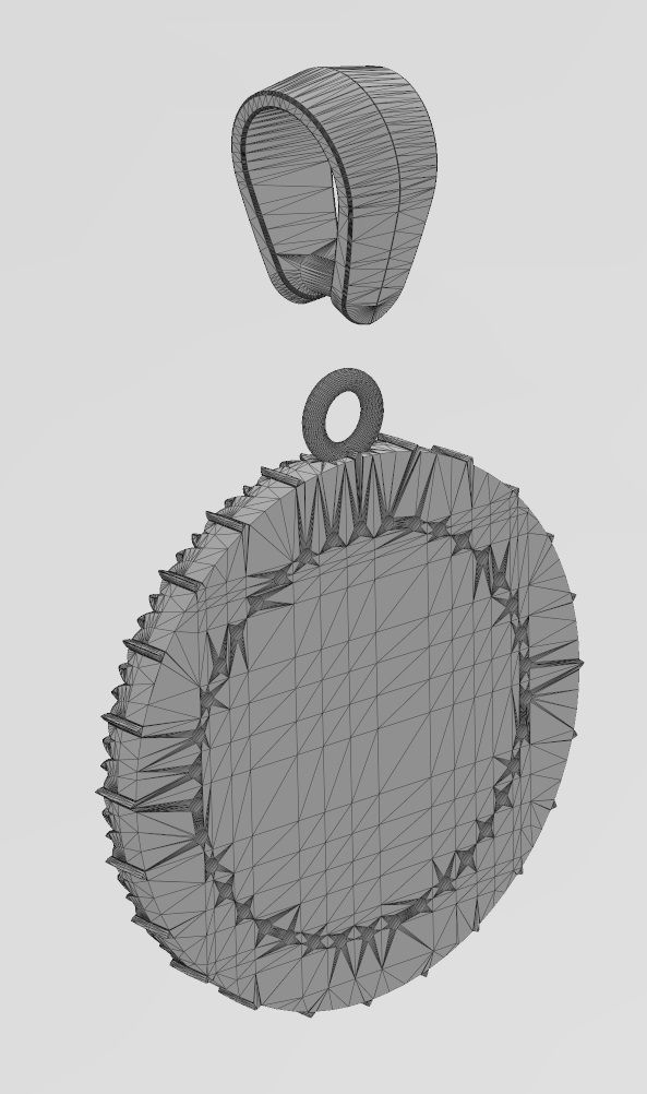 Leaf pattern carving diamond pendant with bail 3D print model_15