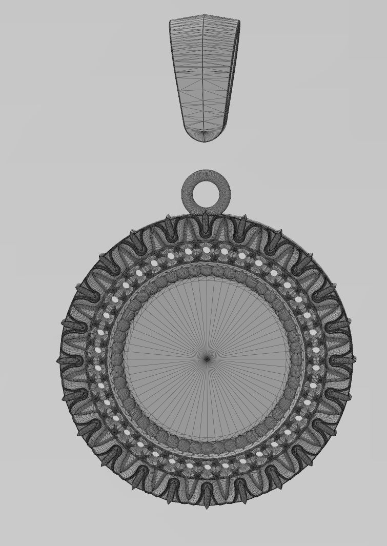 Leaf pattern carving diamond pendant with bail 3D print model_14