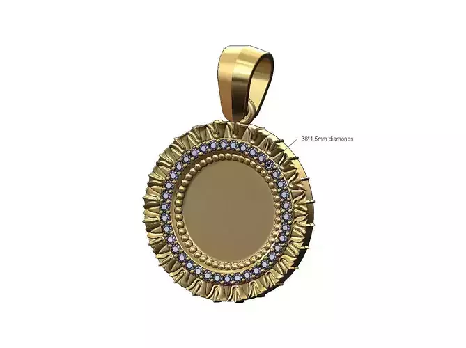 Leaf pattern carving diamond pendant with bail