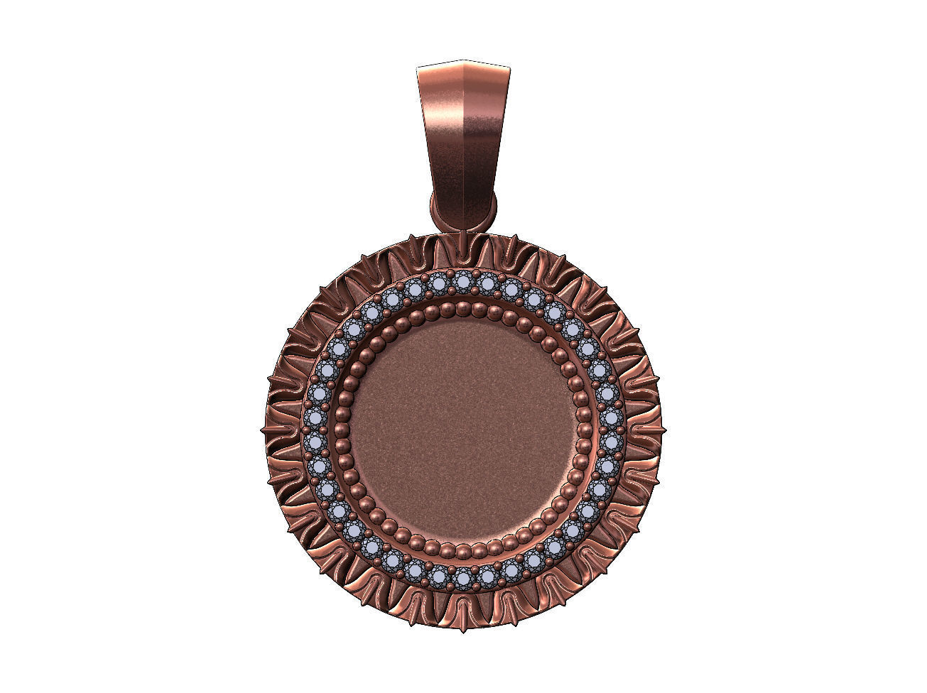 Leaf pattern carving diamond pendant with bail 3D print model_12