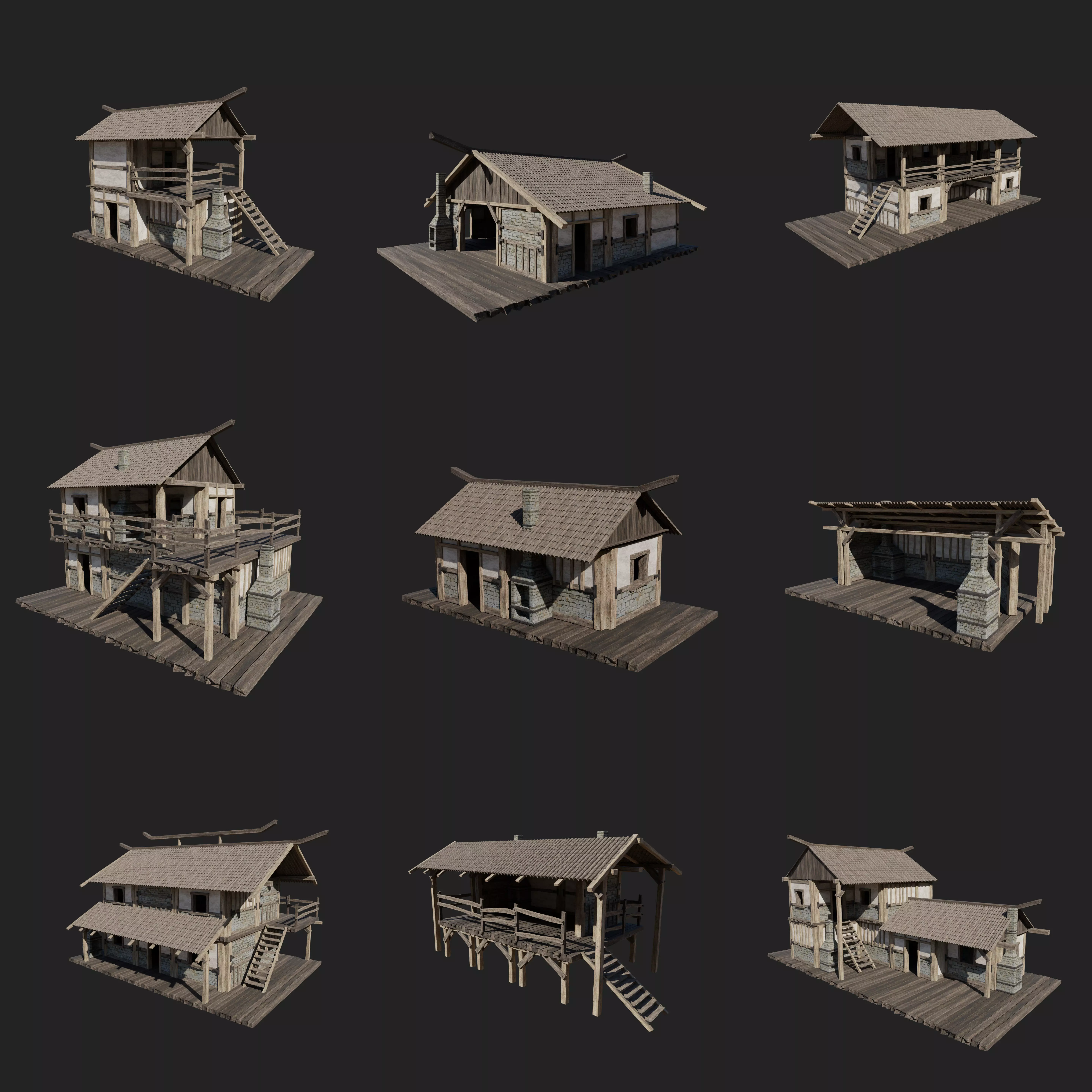 CRAFTSMAN WORKSHOP BUILDINGS WAREHOUSE STORE SMITHY COLLECTION Low-poly 3D model_0