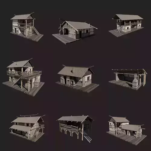 CRAFTSMAN WORKSHOP BUILDINGS WAREHOUSE STORE SMITHY COLLECTION Low-poly 3D model