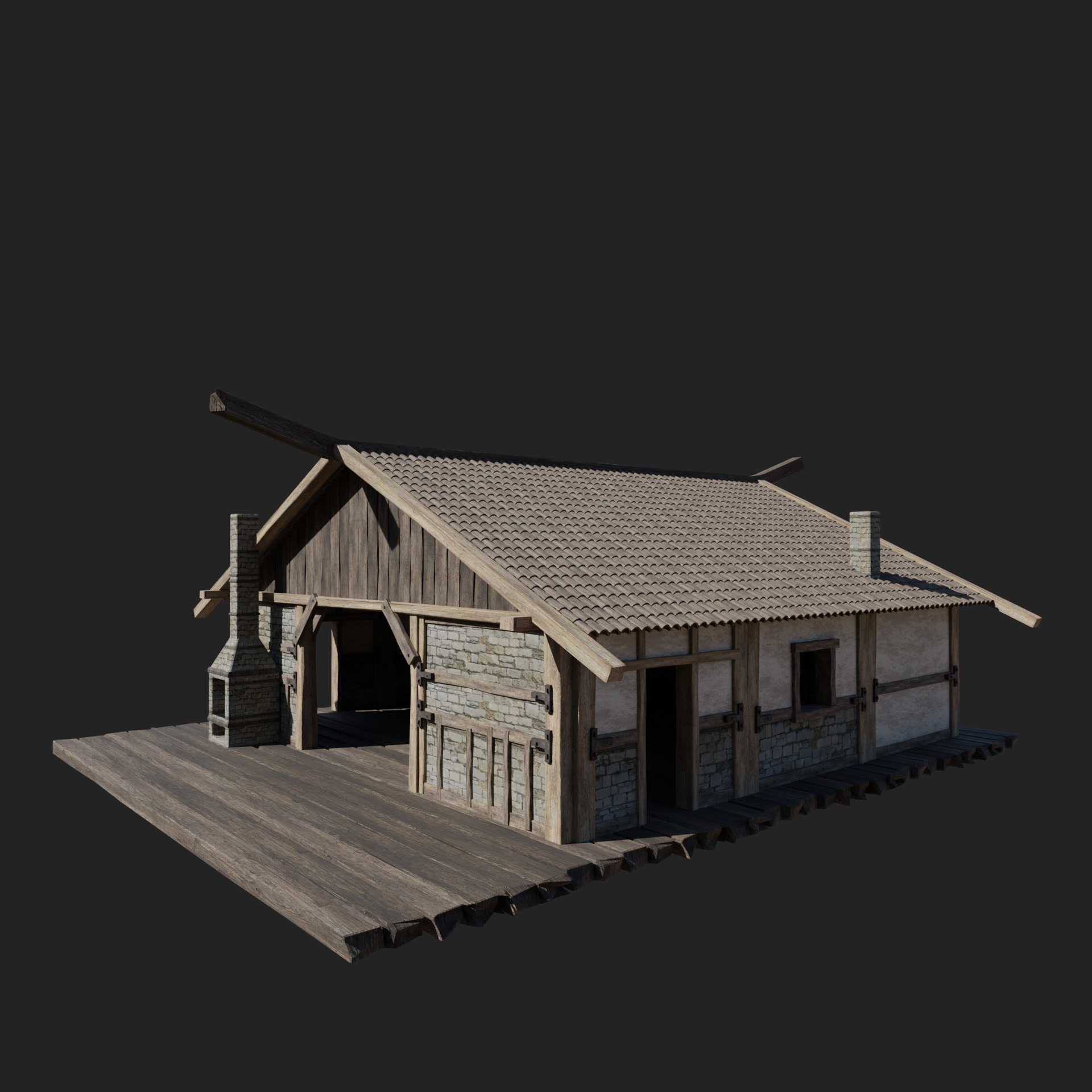 CRAFTSMAN WORKSHOP BUILDINGS WAREHOUSE STORE SMITHY COLLECTION Low-poly 3D model_12