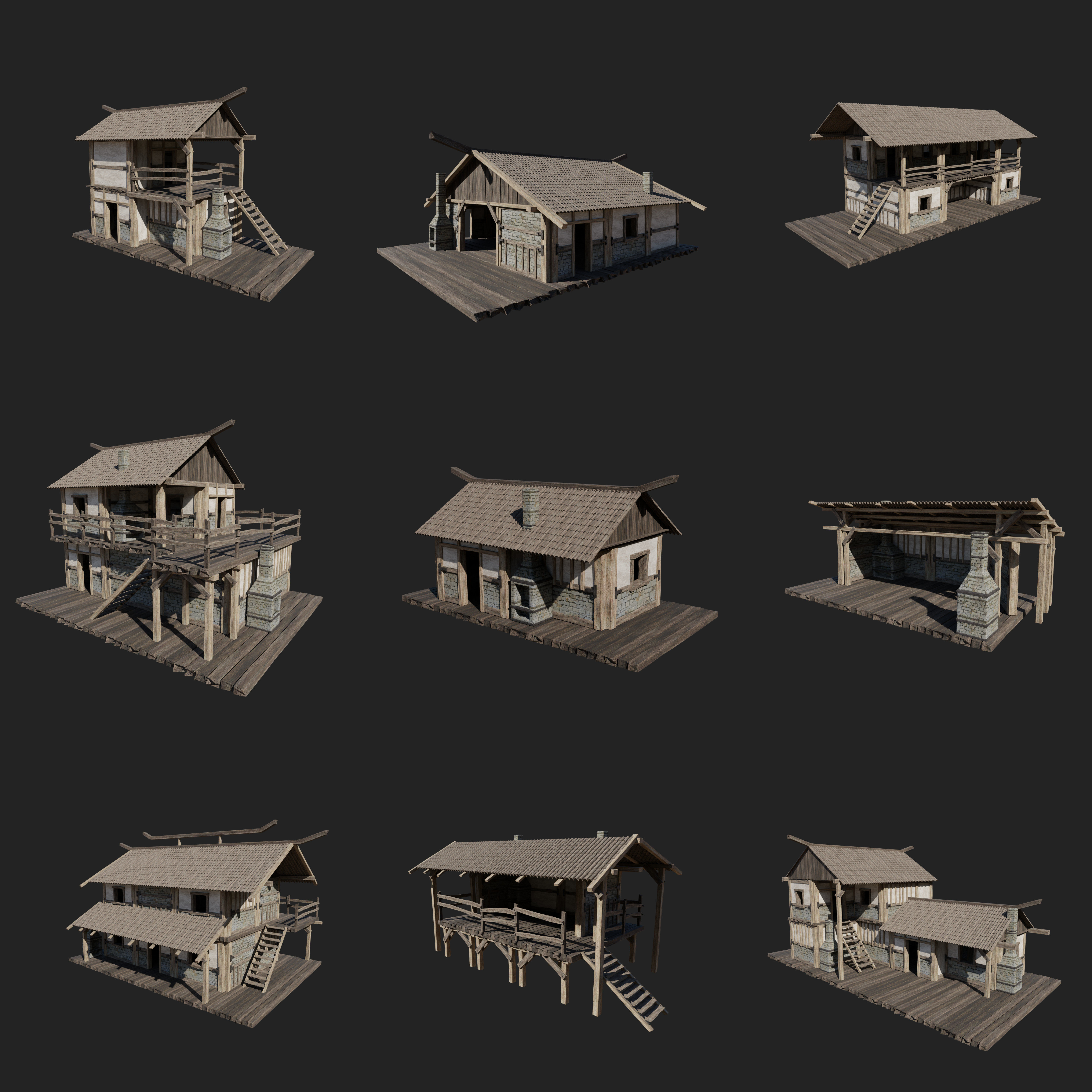 CRAFTSMAN WORKSHOP BUILDINGS WAREHOUSE STORE SMITHY COLLECTION Low-poly 3D model_34