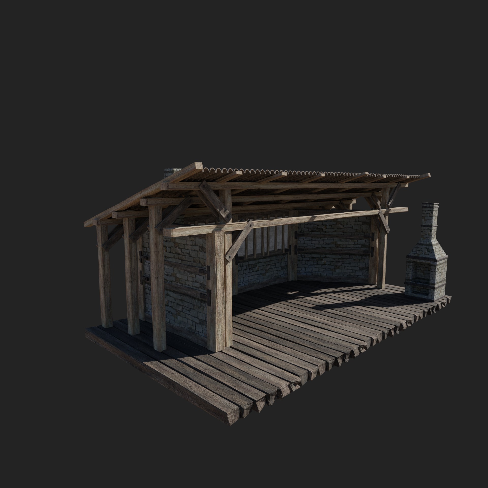 CRAFTSMAN WORKSHOP BUILDINGS WAREHOUSE STORE SMITHY COLLECTION Low-poly 3D model_9
