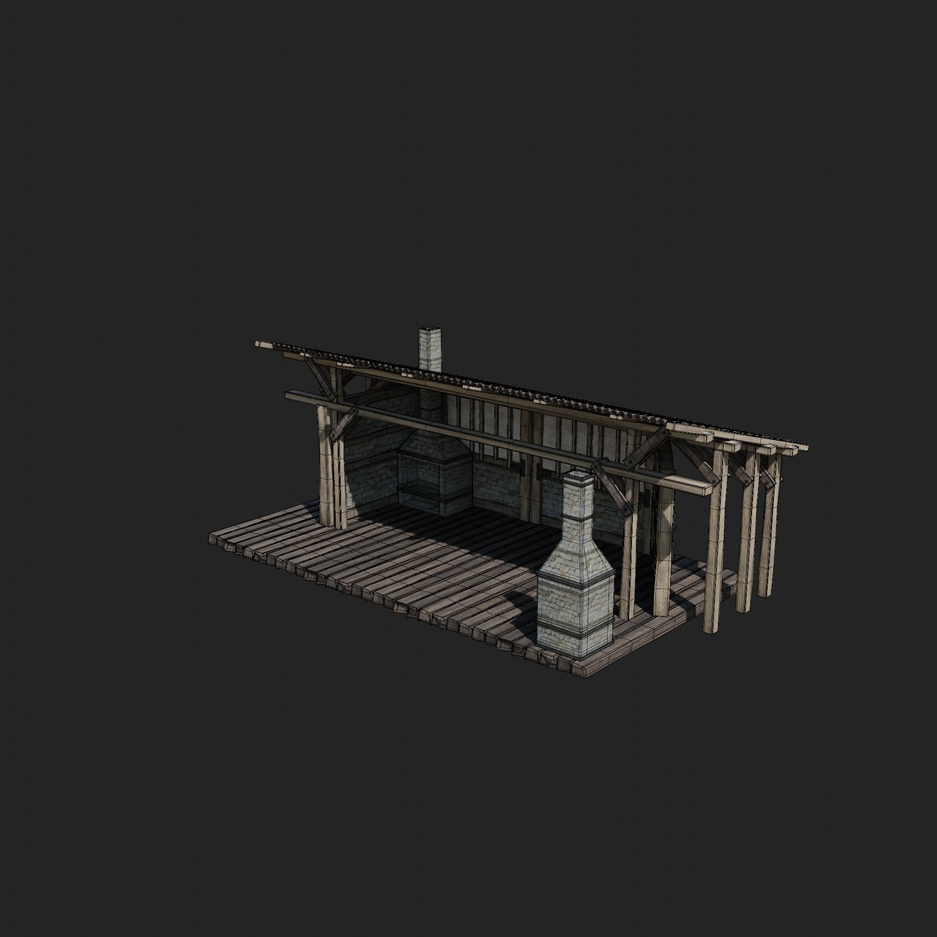 CRAFTSMAN WORKSHOP BUILDINGS WAREHOUSE STORE SMITHY COLLECTION Low-poly 3D model_25