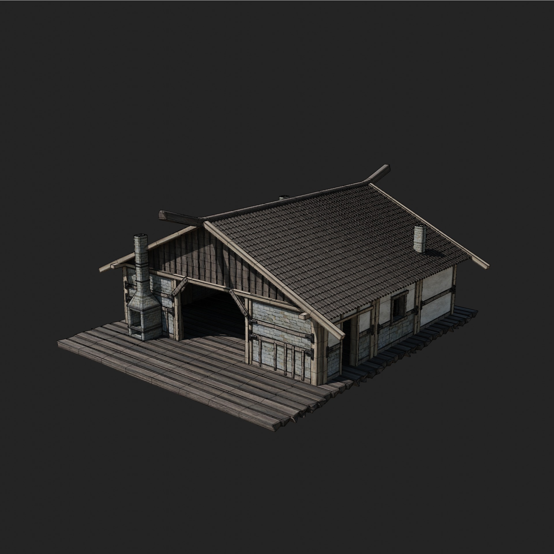 CRAFTSMAN WORKSHOP BUILDINGS WAREHOUSE STORE SMITHY COLLECTION Low-poly 3D model_31