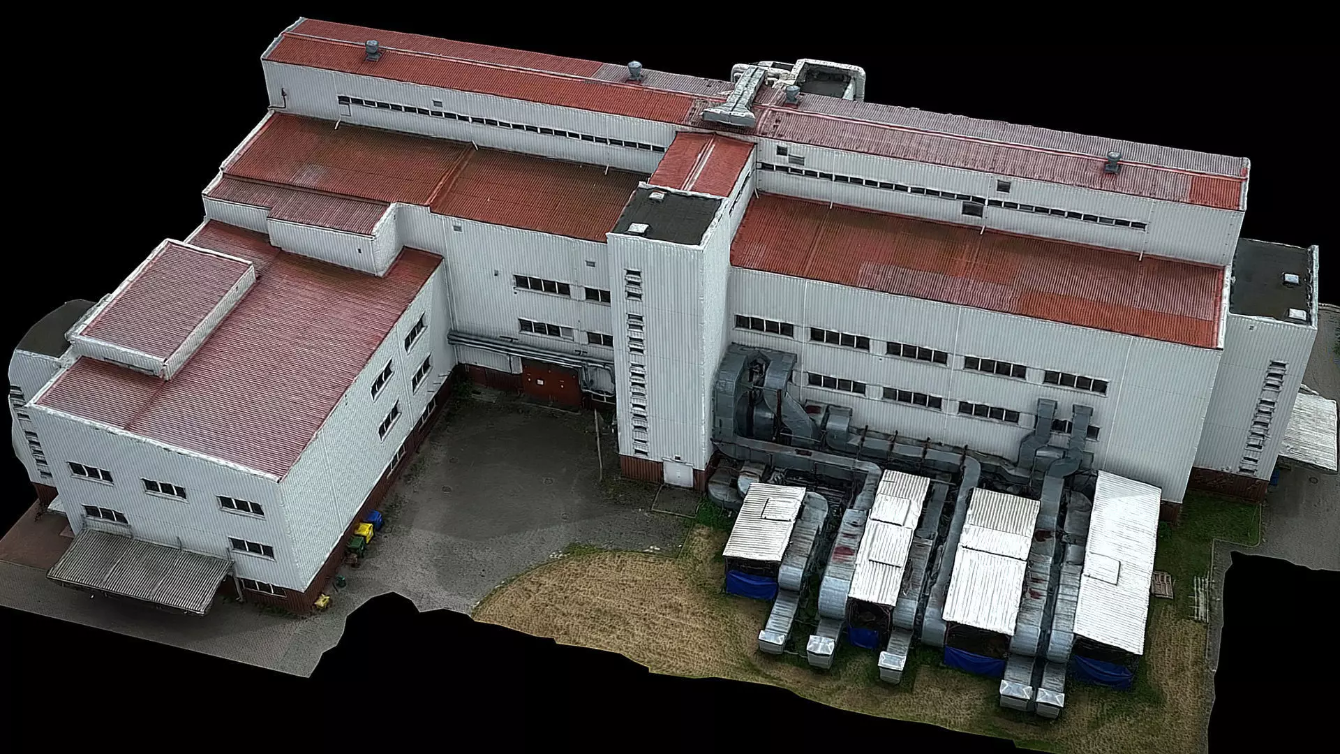 industrial facility factory buildings drone scan Low-poly 3D model_0