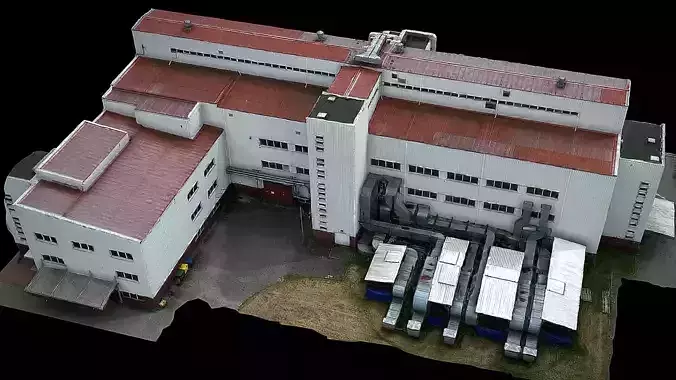 industrial facility factory buildings drone scan