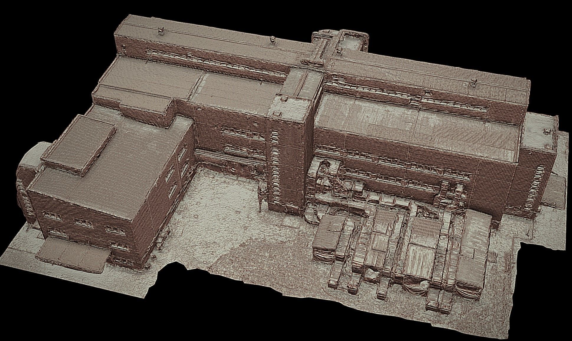 industrial facility factory buildings drone scan Low-poly 3D model_3