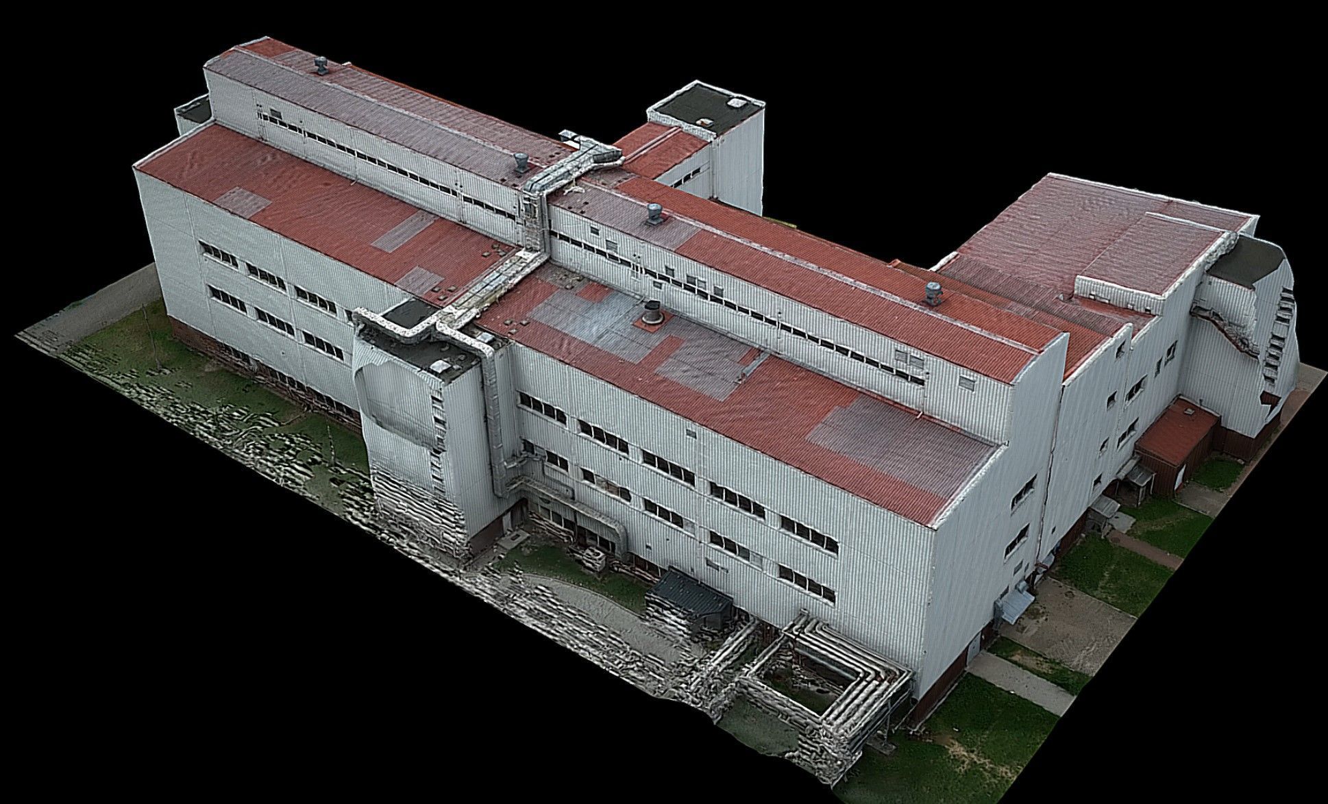 industrial facility factory buildings drone scan Low-poly 3D model_1