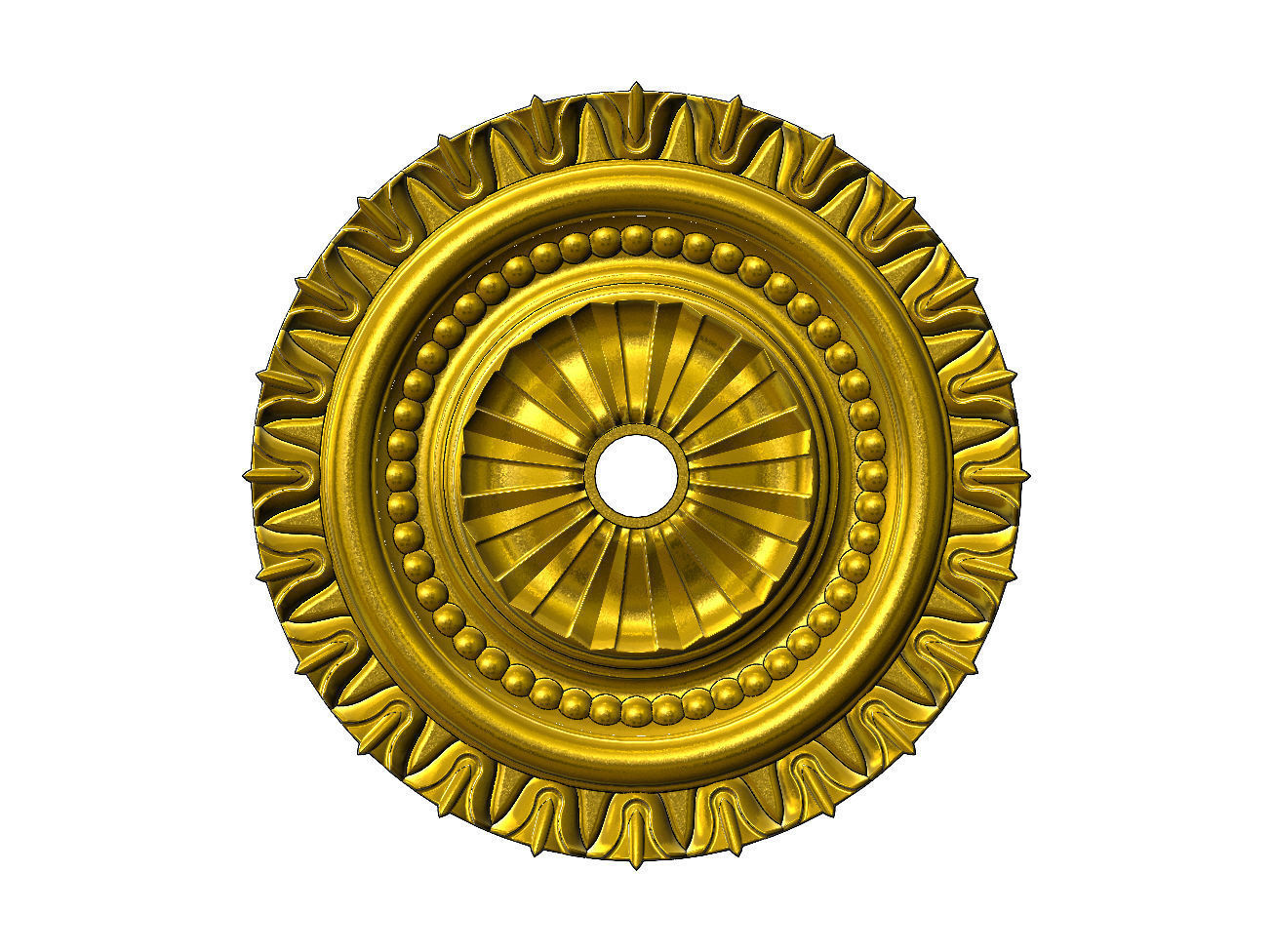 Faceted carved pattern ceiling medallion rosette relief  3D print model_14