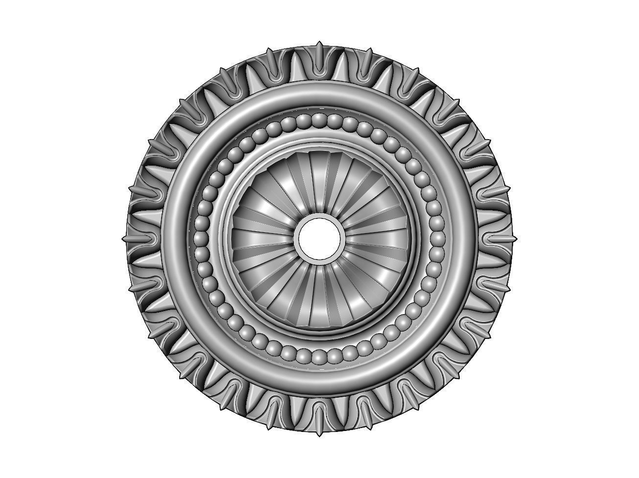 Faceted carved pattern ceiling medallion rosette relief  3D print model_1