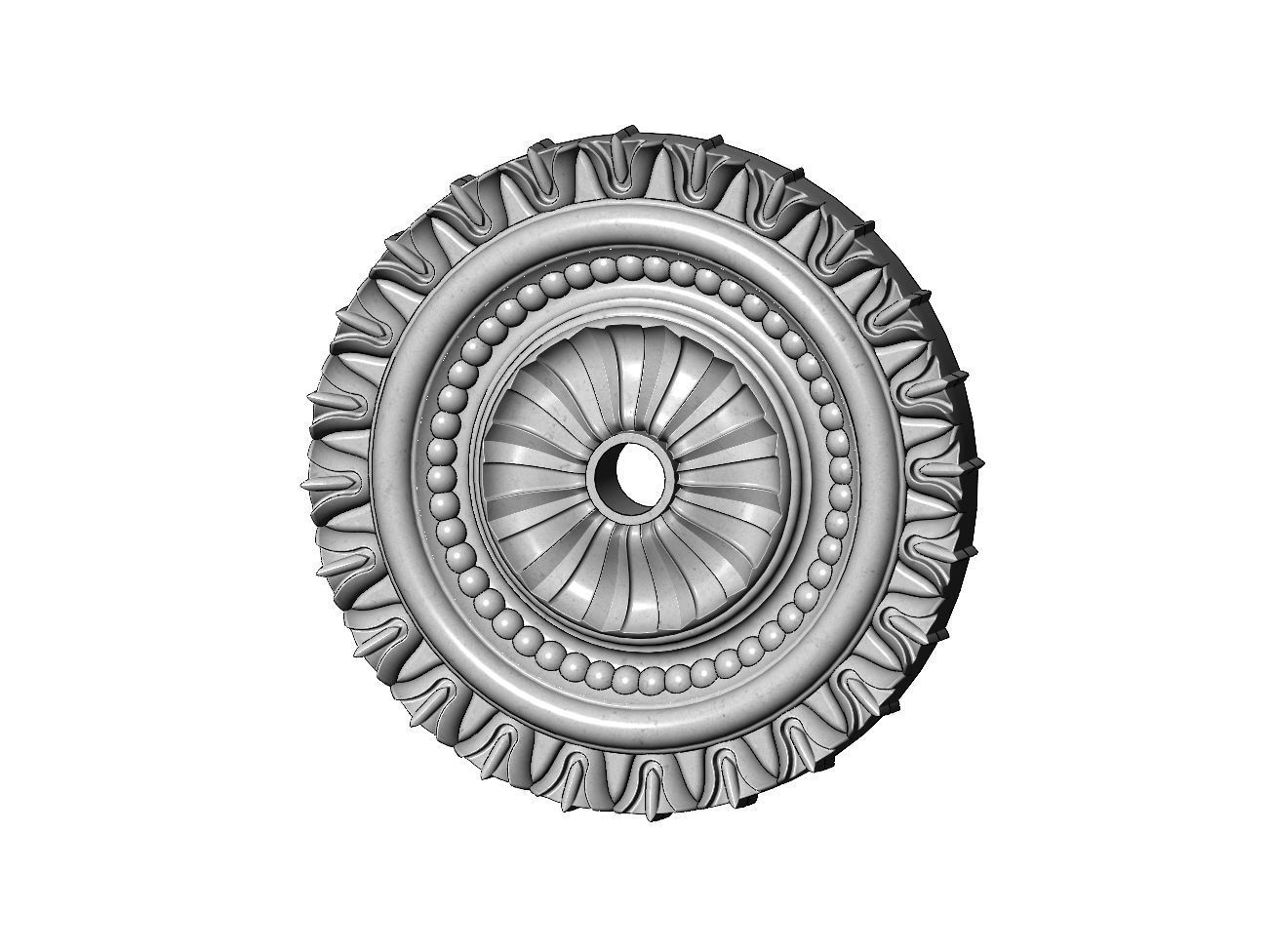 Faceted carved pattern ceiling medallion rosette relief  3D print model_8