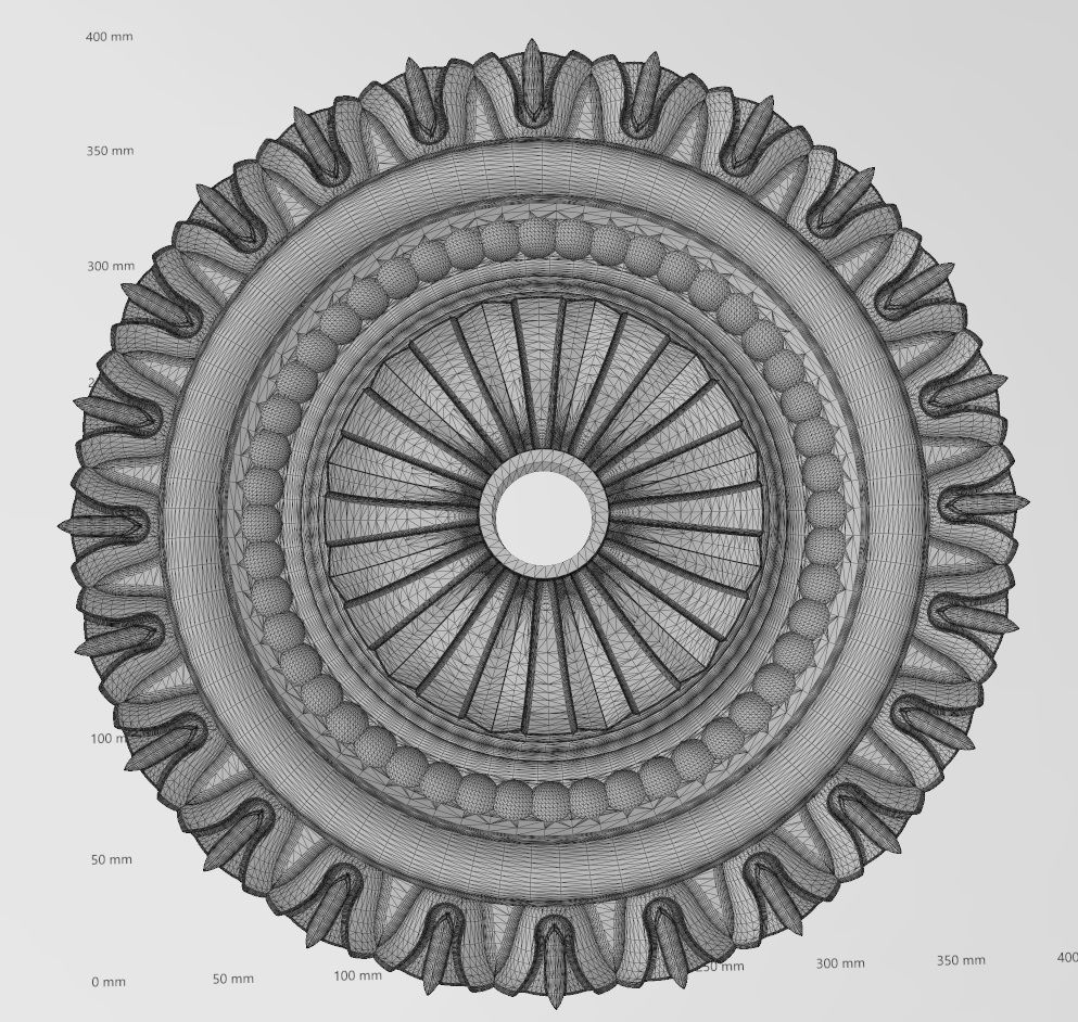 Faceted carved pattern ceiling medallion rosette relief  3D print model_16