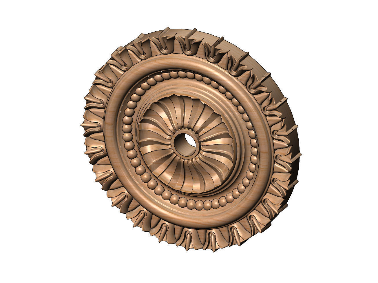 Faceted carved pattern ceiling medallion rosette relief  3D print model_11