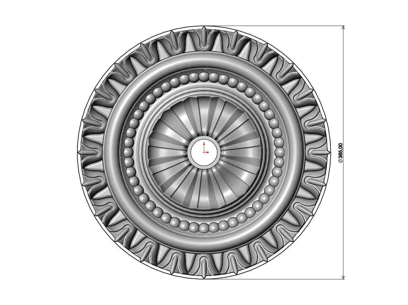 Faceted carved pattern ceiling medallion rosette relief  3D print model_6