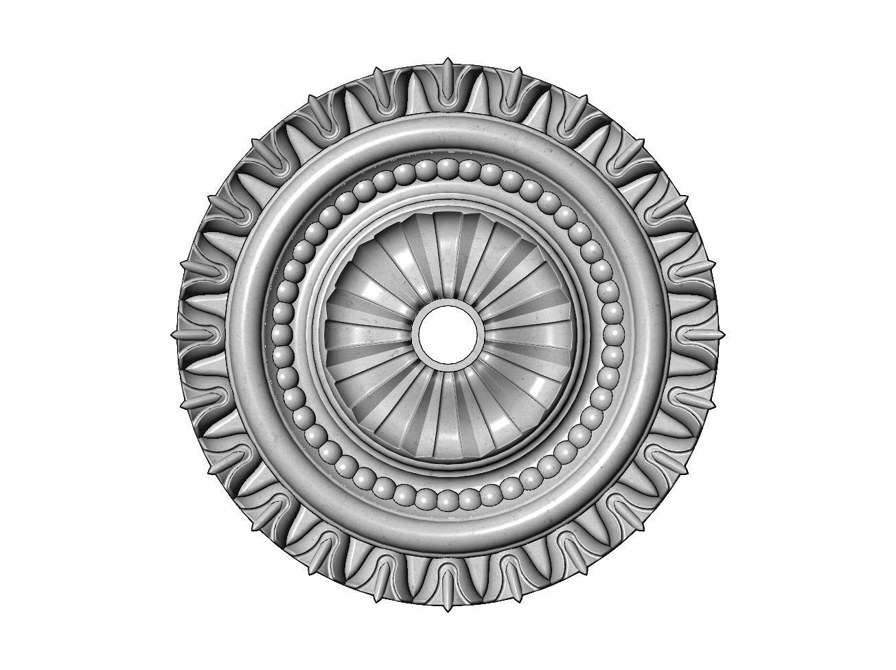 Faceted carved pattern ceiling medallion rosette relief  3D print model_9