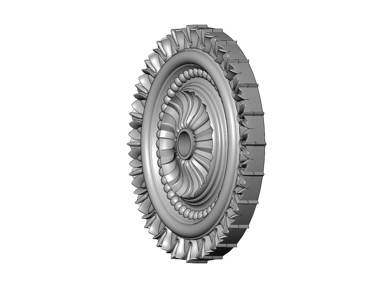 Faceted carved pattern ceiling medallion rosette relief  3D print model_2