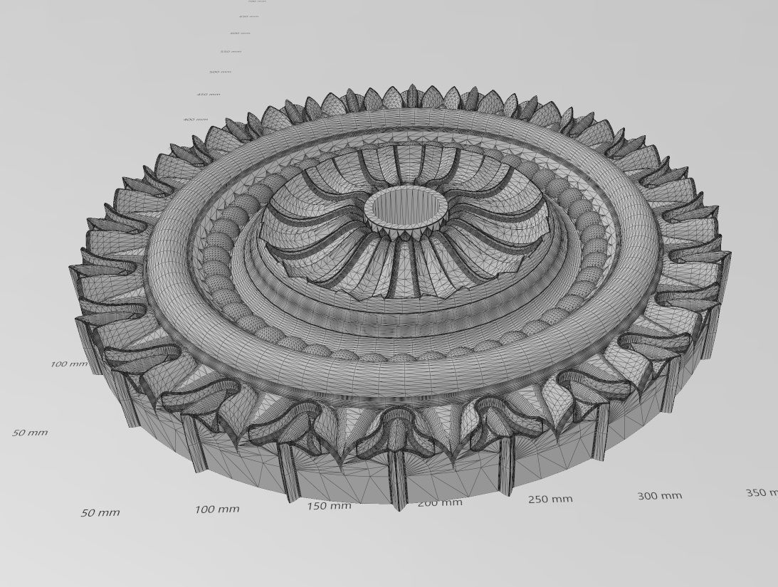 Faceted carved pattern ceiling medallion rosette relief  3D print model_17