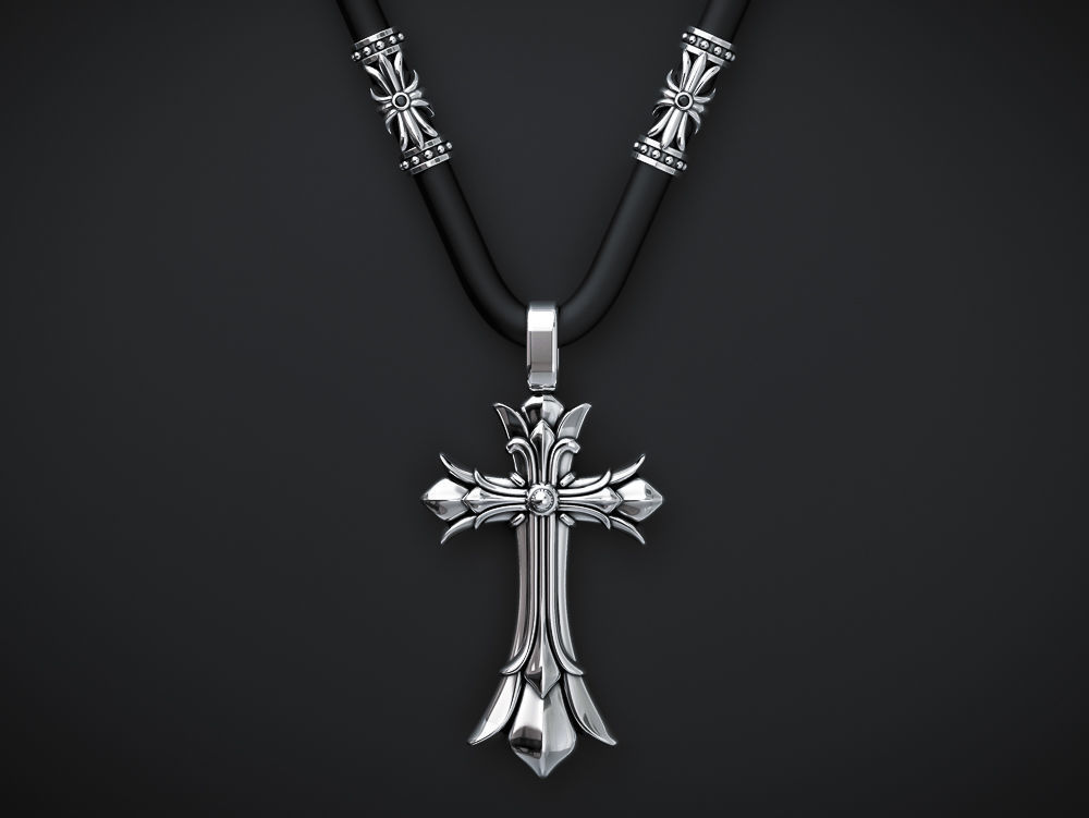 MEN S BRUTAL CROSS and BEAD INSERT WITH A DIAMETER OF 5mm 3D print model_1