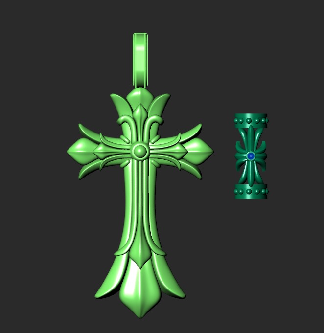 MEN S BRUTAL CROSS and BEAD INSERT WITH A DIAMETER OF 5mm 3D print model_4