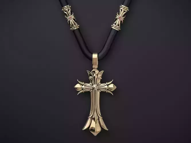 MEN S BRUTAL CROSS and BEAD INSERT WITH A DIAMETER OF 5mm