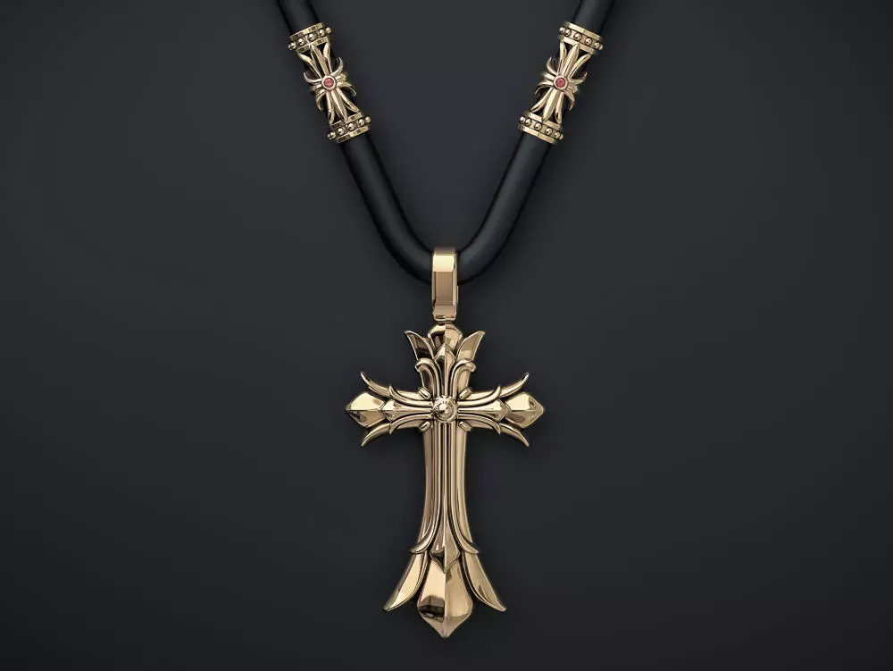 MEN S BRUTAL CROSS and BEAD INSERT WITH A DIAMETER OF 5mm 3D print model_0