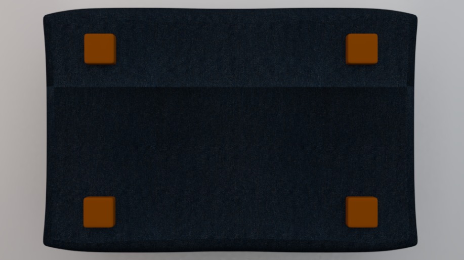 Heritage Indigo Fabric Ottoman Bench Low-poly 3D model_5