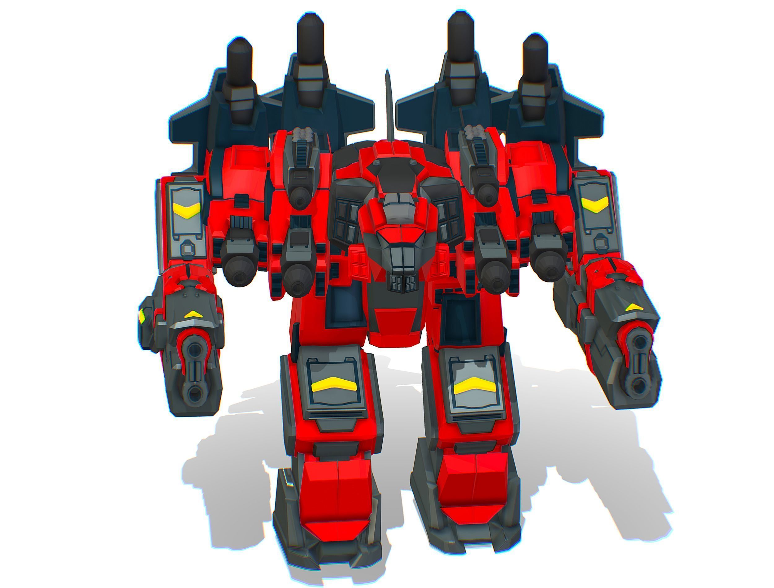 Animated Heavy Combat Robot Cyborg Machine Gun Low-poly 3D model_2