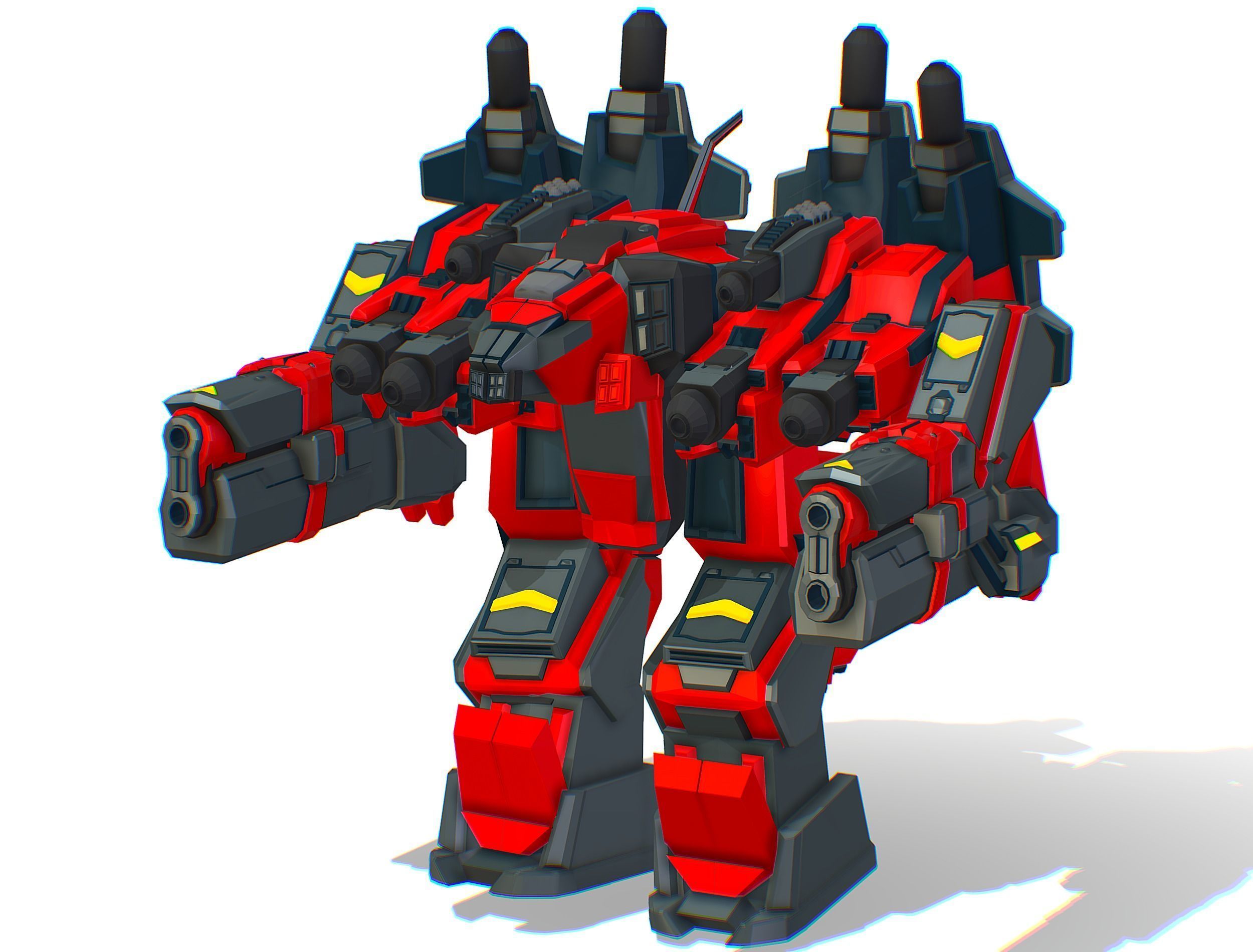 Animated Heavy Combat Robot Cyborg Machine Gun Low-poly 3D model_27