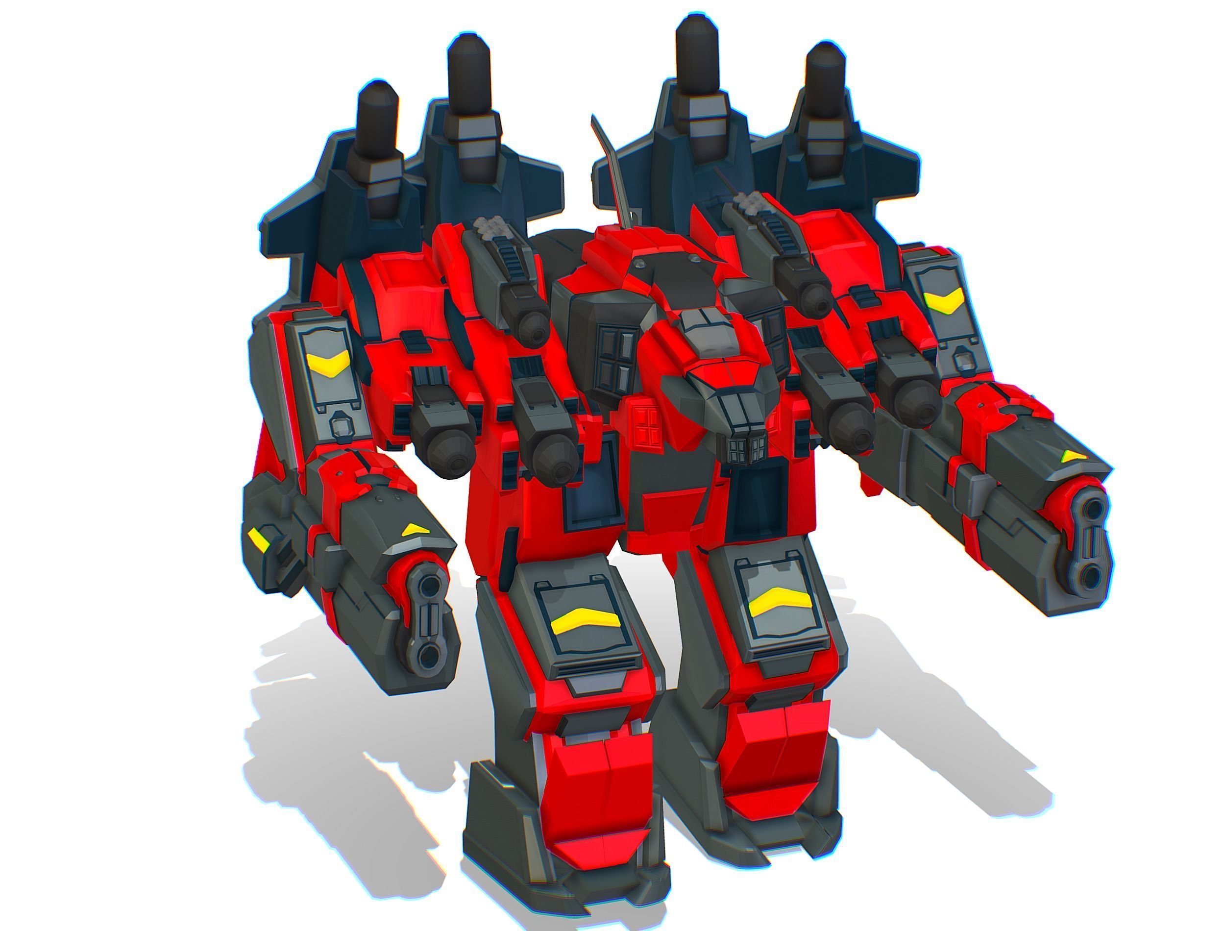 Animated Heavy Combat Robot Cyborg Machine Gun Low-poly 3D model_3