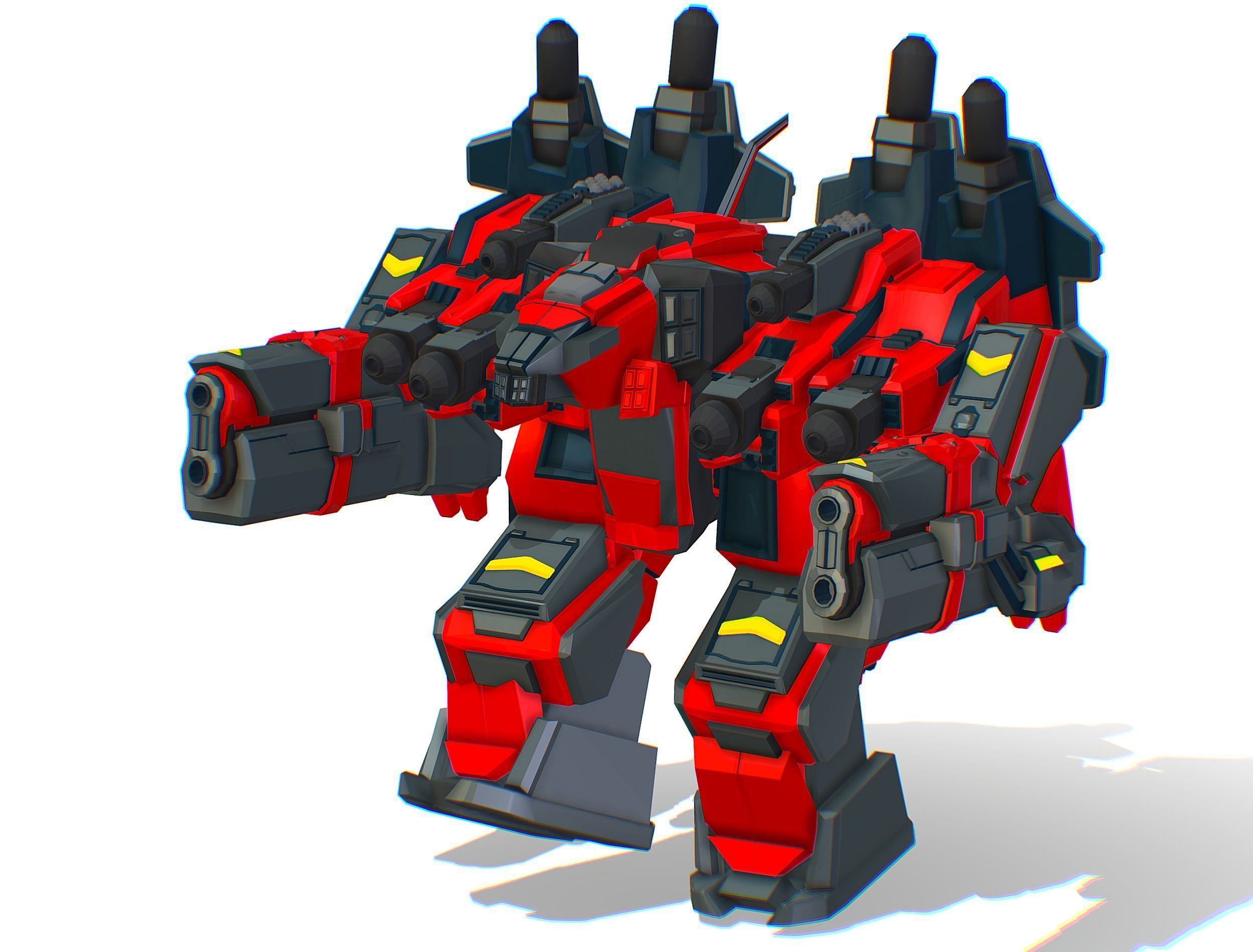 Animated Heavy Combat Robot Cyborg Machine Gun Low-poly 3D model_33