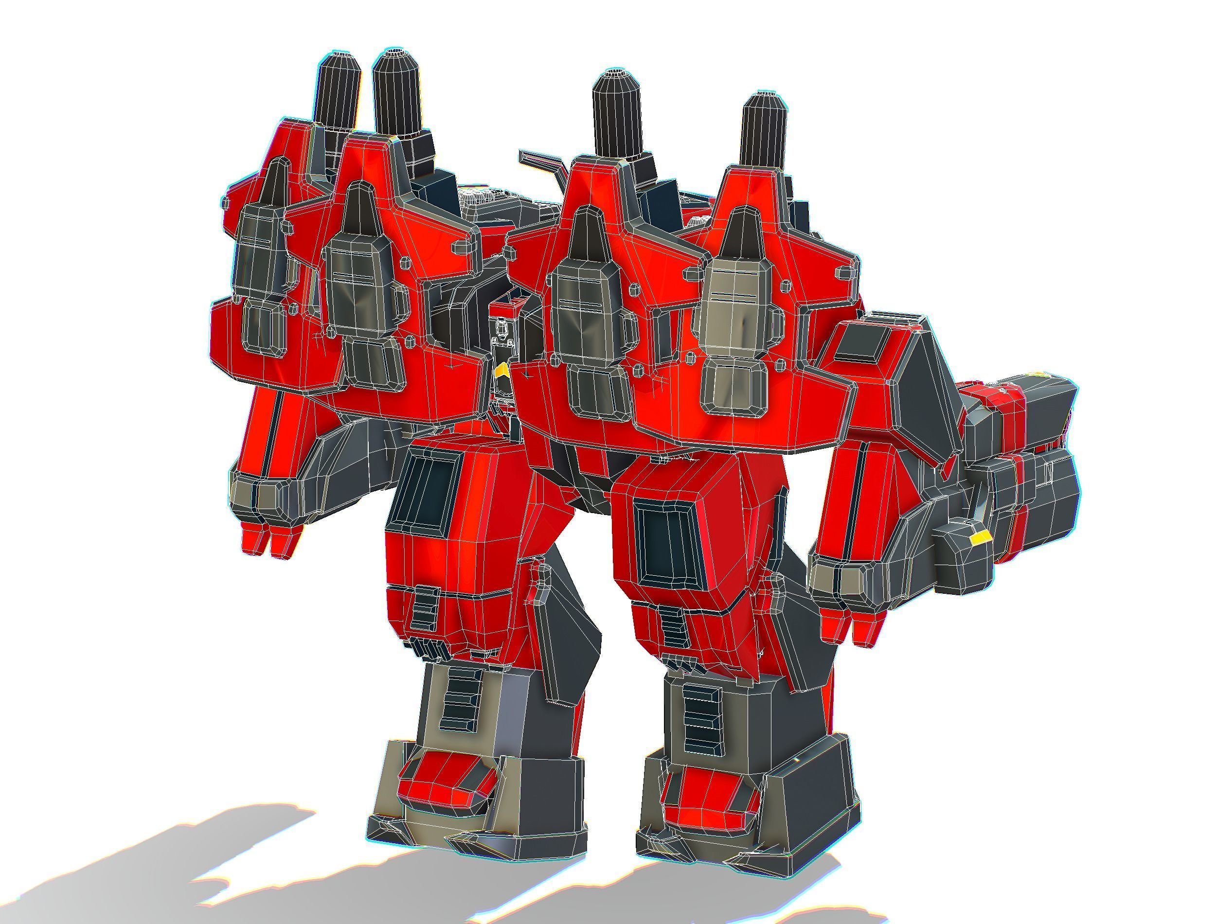 Animated Heavy Combat Robot Cyborg Machine Gun Low-poly 3D model_37