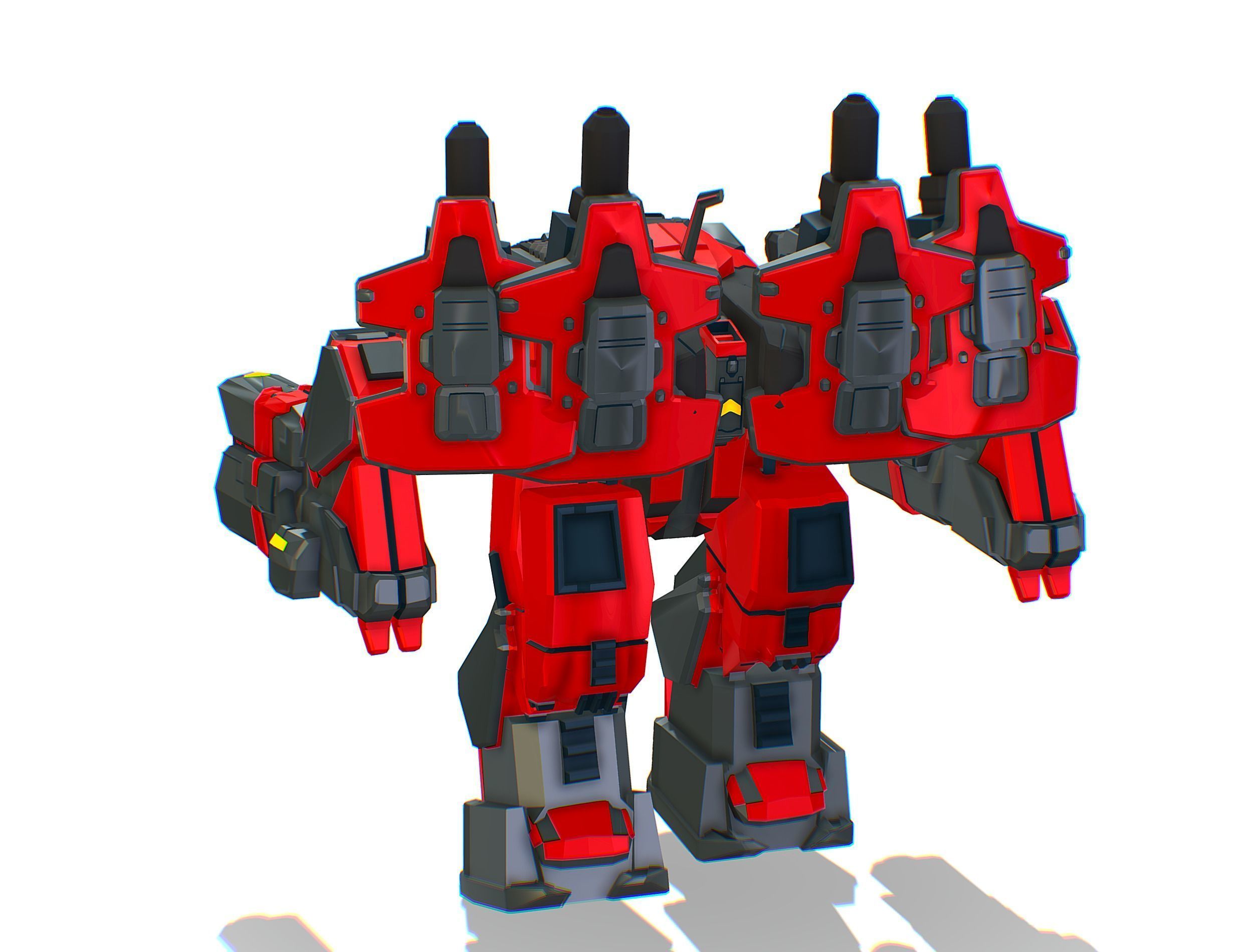 Animated Heavy Combat Robot Cyborg Machine Gun Low-poly 3D model_12