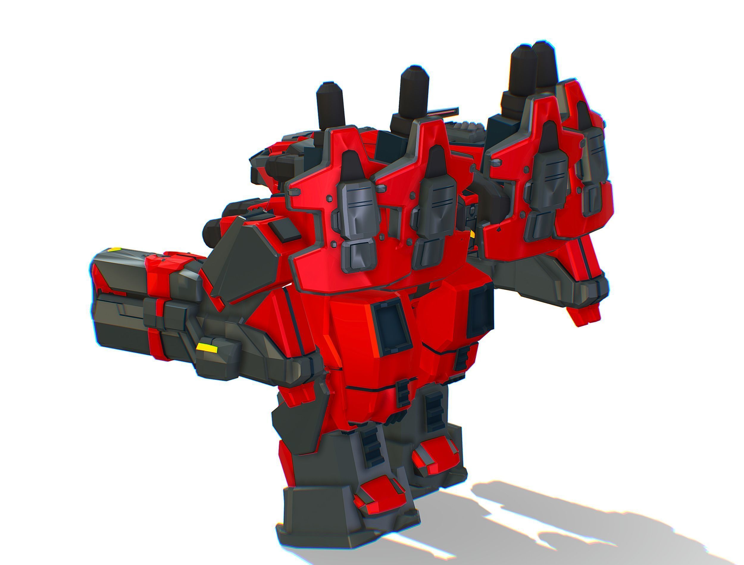 Animated Heavy Combat Robot Cyborg Machine Gun Low-poly 3D model_13