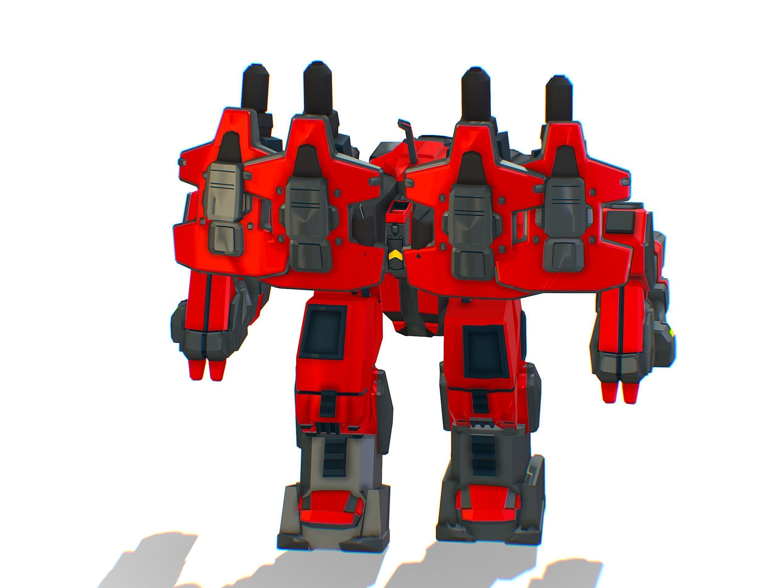 Animated Heavy Combat Robot Cyborg Machine Gun Low-poly 3D model_11