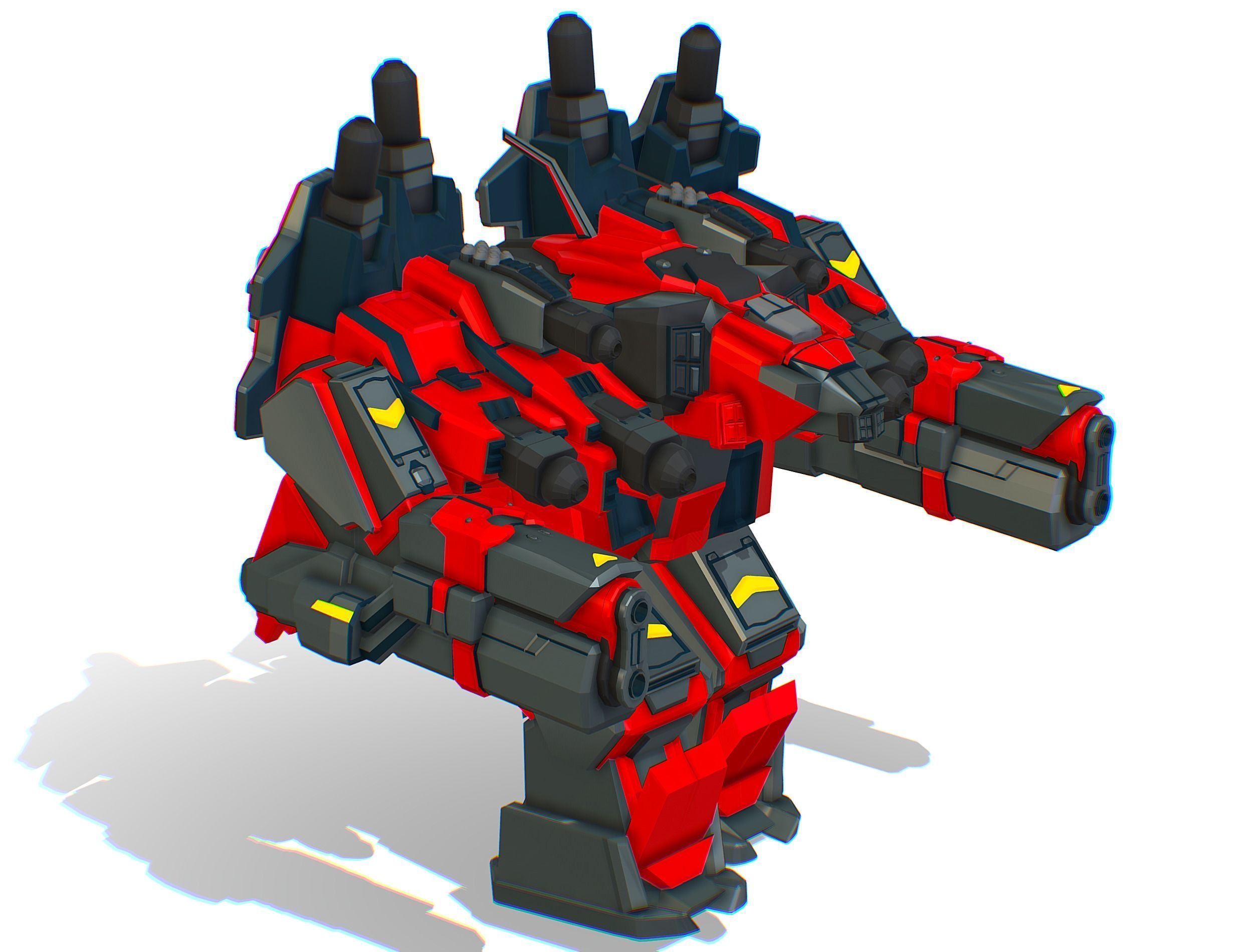 Animated Heavy Combat Robot Cyborg Machine Gun Low-poly 3D model_5