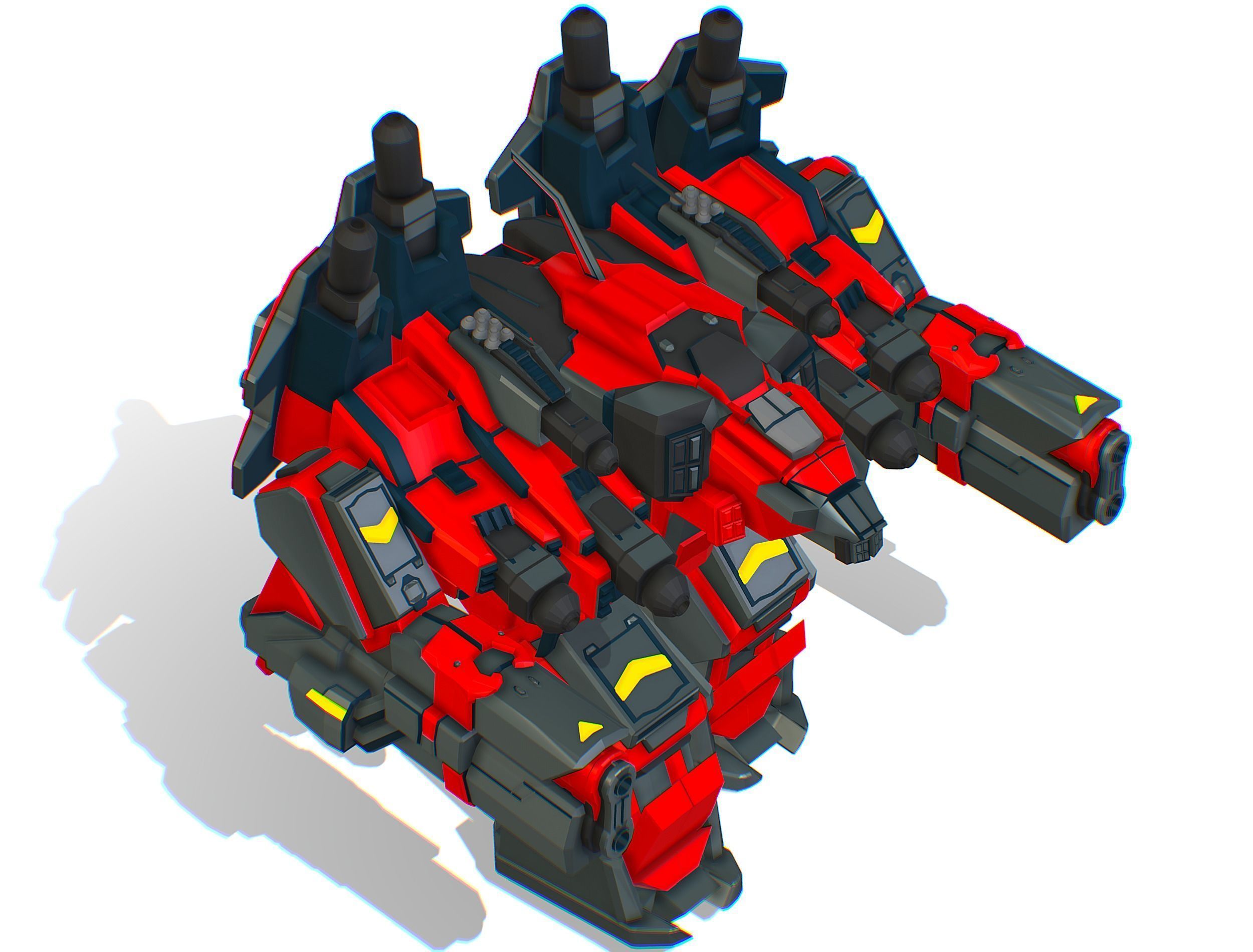 Animated Heavy Combat Robot Cyborg Machine Gun Low-poly 3D model_23